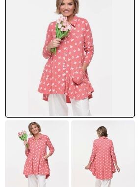 Tulip pink and white flowy Top